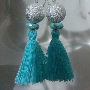 FACETED turquoise tassel earrings. silver & pretty